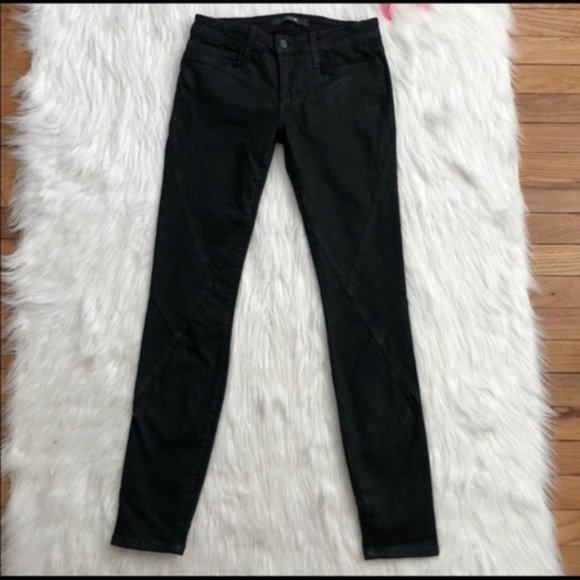 Joe's Jeans Criss Cross Seam Waxed Black Skinny Jeans - Picture 2 of 11